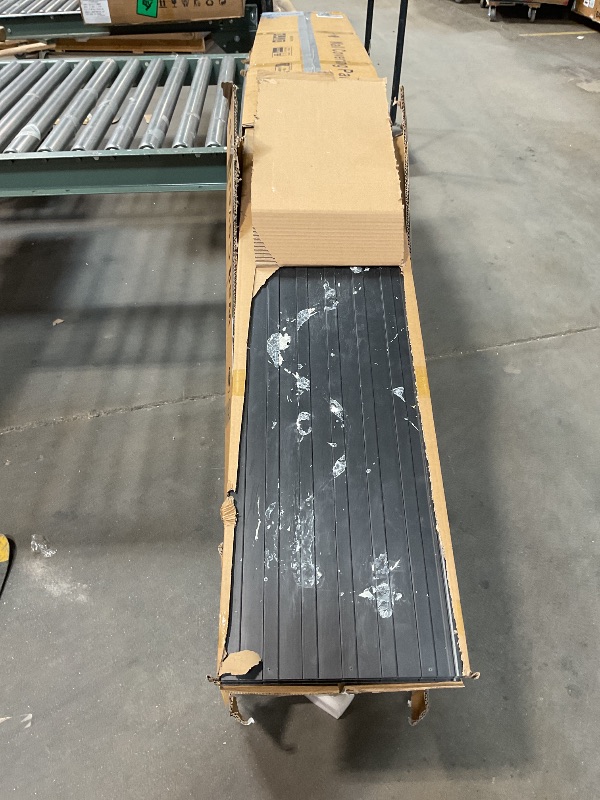 Photo 1 of *** GLUE DAMAGE***Art3d 4-Pack Glue-On Six-Grid Wainscoting Panel for Interior Wall Decor - 104 x 12 Inch Polystyrene Ultralight Slim Slat Wall Panels for Living Room Bedroom, Ash