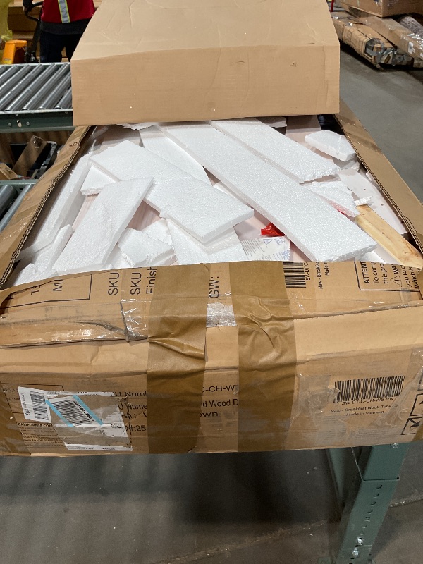 Photo 1 of **** MINOR SCRATCHES ***Gracava Breakfast Nook Table Set for Kitchen - Bench Seating for Dining Room with Space Saving Solid Wood L Shaped Corner Dining Table Set Apartment for 4 to 6 People - White Brown