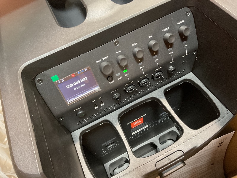 Photo 1 of ***POSSIBLY FOR PARTS / ISSUES WITH BATTERY*** JBL Professional EON ONE Mk2 Active Battery-Powered Column Line Array Speaker System, 1500W Peak Power, 10", Bluetooth Wireless Audio, 5 Channel Mixer, Portable PA for DJs, Musicians, Events, Black