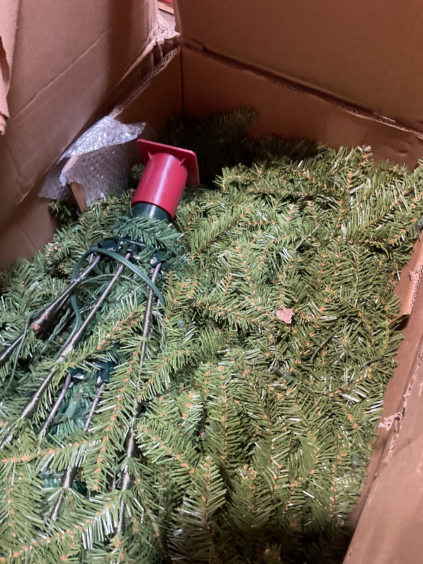 Photo 1 of **2 BOXES**National Tree Company 12 ft Pre-Lit Dunhill Fir Artificial Christmas Tree, 1,500 Clear Lights, 7,794 Tips, Includes Stand, Green