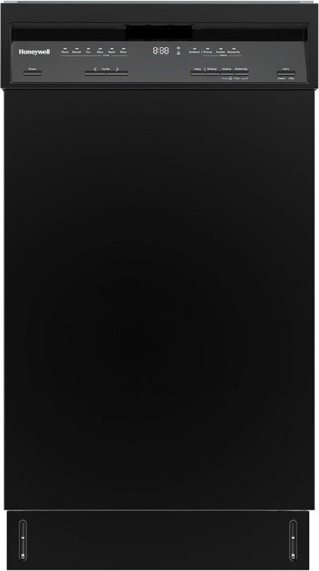 Photo 1 of *** MAJOR DAMAGE***Honeywell 18 Inch Dishwasher with 8 Place settings, 6 Washing Programs, Stainless Steel Tub, UL/Energy Star- Black