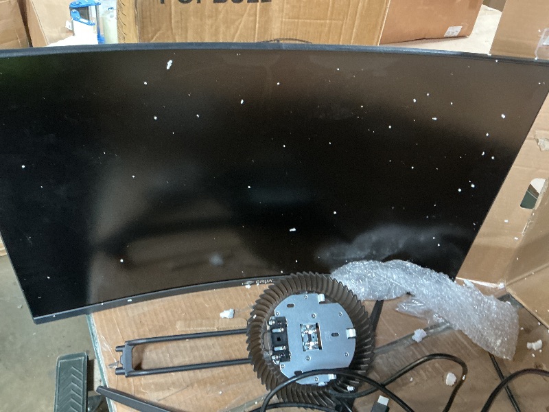 View 2 of **SCREEN SEVERLY DAMAGED/ FOR PARTS ONLKY/ NON-FUNCTIONAL*** CRUA 32" Curved Gaming Monitor, 4k UHD(3840 * 2160P) VA Screen, 1500R, 144Hz/160Hz Computer Moniter, Supports AMD Freesync, 120% sRGB, Built-in Speakers, Wall Mountable Installs(HDMI 2.1/DP 1.4)