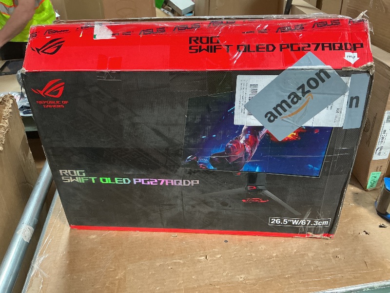 Photo 1 of ***CRACKED/CORNERS OF SCREEN BROKE*** VIEW PHOTOS ***ASUS ROG Swift OLED 27” 1440P Gaming Monitor (PG27AQDP) - WOLED, QHD, 480Hz, 0.03ms, G-SYNC Compatible, Custom Heatsink, AI Assistant, DisplayHDR400 True Black, 99% DCI-P3, True 10-bit, DisplayWidget