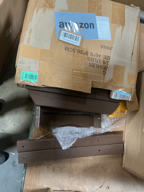 Photo 1 of **MISSING ASSEMBLY PIECE/ MISSING HARDWARE*** PASAMIC 2-Tier Adirondack Oval Outdoor Side Table, HDPE Small Outdoor Table, Patio End Table for Patio, Backyard, Weather-Resistant (Brown)