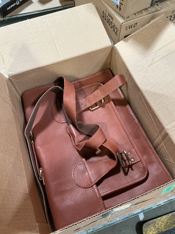 Photo 1 of 18 Inch Vintage Handmade Leather Travel Messenger Office Crossbody Bag Laptop Briefcase Computer College Satchel Bag For Men And Women