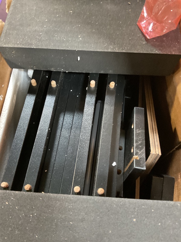 Photo 1 of ***FOR PARTS ONLY HAS DAMAGED PIECES / PARTIAL SET ONLY 1 NIGHT STAND*** GRAINLLE Wood Night Stand Set 2 Fluted Dresser for Bedroom 2 Drawers End Tables Nightstands Set of 2, Storage Modern Bedside Table Set of 2, Black Nightstand