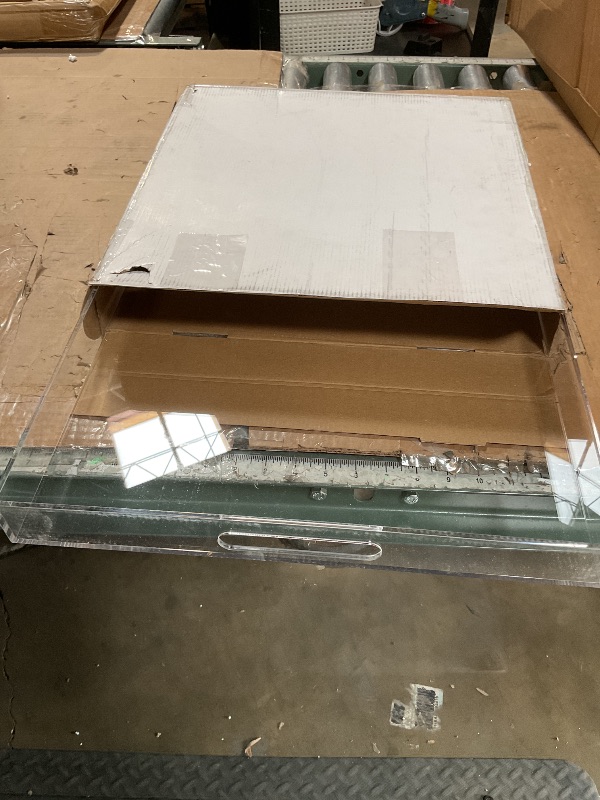 Photo 1 of 17×17 inches Oversized Clear Acrylic Ottoman Tray Extra Large Decorative Tray Spill-Proof Serving Trays with Handles King-Size Safe Edge Organizer for Coffee Table Countertop Breakfast