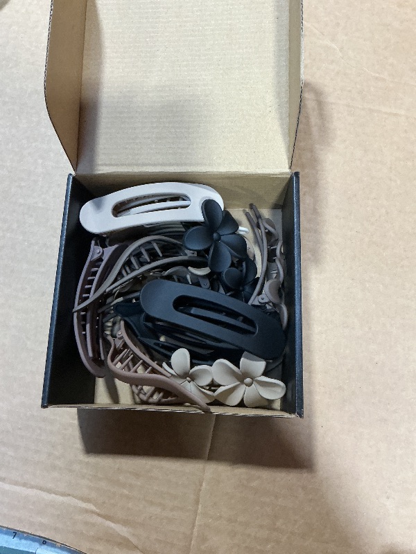 Photo 1 of 12 Pcs Neutral Colors Flat Hair Clips, YINGFENG Flat Claw Clip for Women, Matte Non-Slip Flower Claw Clips for Thin Thick Hair, Suitable for Women and Girls Wedding Party Accessories