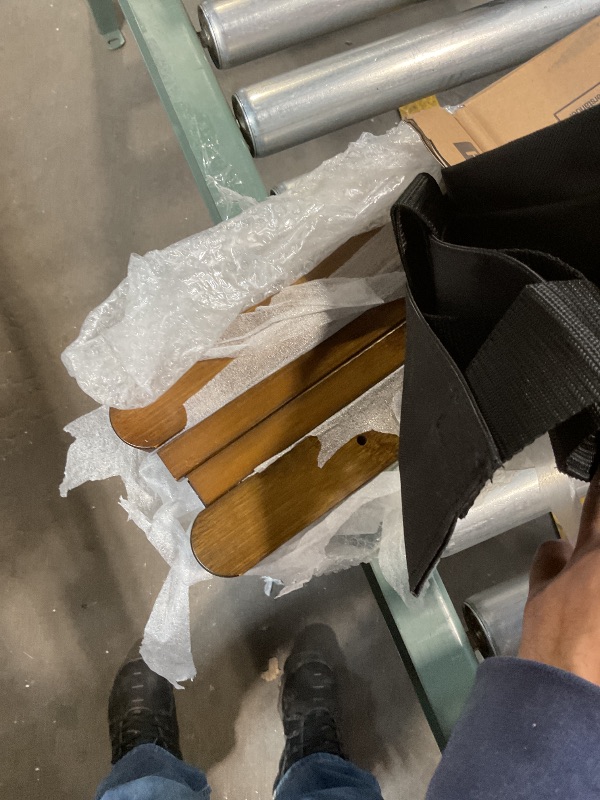 Photo 1 of ***MISSING HARDWARE*** Heybly Luggage Rack, Folding Suitcase Stand with Storage Shelf, Luggage Holder with 5 Nylon Straps for Guest Room Bedroom Hotel, Walnut, HLR010WB1