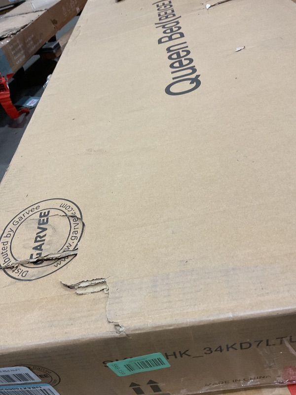 Photo 1 of **SELLING FOR PARTS AS PARTIAL SET**IDEALHOUSE Queen Size Canopy Bed Frame with Nailhead Decoration Headboard?Upholstered Bed Frame with Poles 4 Corner Bed Bracket,Solid Wood Slats Support,No Box Spring Needed,Noise Free,Beige