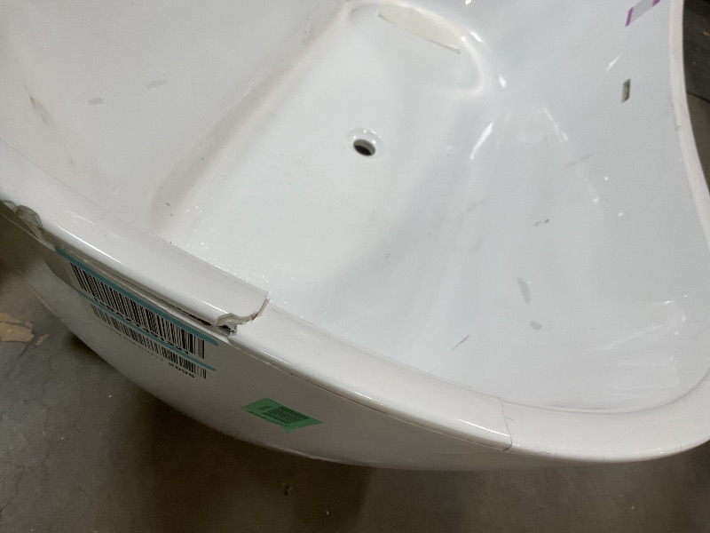 Photo 1 of **MAJOR CRACKING ON LIP. DIRT/SCRAPES. CRACKING IN BOTTOM**WOODBRIDGE 71"Freestanding White Acylic Soaking Bathtub with Brushed Nickel Drain and Overflow,B0017-BN