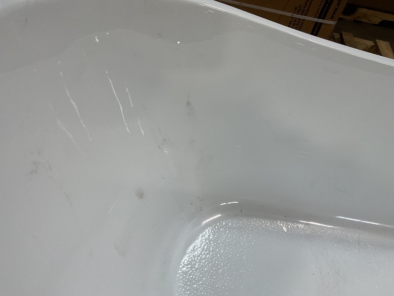Photo 1 of **MAJOR CRACKING ON LIP. DIRT/SCRAPES. CRACKING IN BOTTOM**WOODBRIDGE 71"Freestanding White Acylic Soaking Bathtub with Brushed Nickel Drain and Overflow,B0017-BN