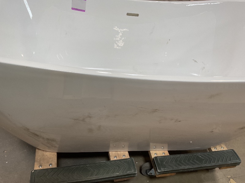 Photo 1 of **MAJOR CRACKING ON LIP. DIRT/SCRAPES. CRACKING IN BOTTOM**WOODBRIDGE 71"Freestanding White Acylic Soaking Bathtub with Brushed Nickel Drain and Overflow,B0017-BN