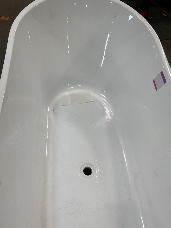 Photo 1 of **MAJOR CRACKING ON LIP. DIRT/SCRAPES. CRACKING IN BOTTOM**WOODBRIDGE 71"Freestanding White Acylic Soaking Bathtub with Brushed Nickel Drain and Overflow,B0017-BN