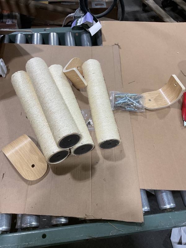 Photo 1 of **SELLING FOR PARTS AS PARTIAL SET**BYBYME 8 Pcs Cat Wall Climbing Set, Wood Cat Furniture with Scratching Posts, Kitten Perch, 100CM Sisal Rope & Cat Bed, Wall Mounted Cat Shelves for Sleeping, Playing & Relaxing?Natural Wood?