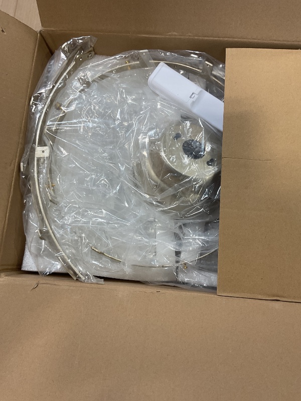 Photo 1 of **MISSING PIECES** CELAVIEIOP 20" Gold Fandelier Ceiling Fan with Light,Gold Crystal Chandelier Ceiling Fans with Lights and Remote Control,Mid-Century Modern Caged with 6 Speeds for Living Room Bedroom Nursery