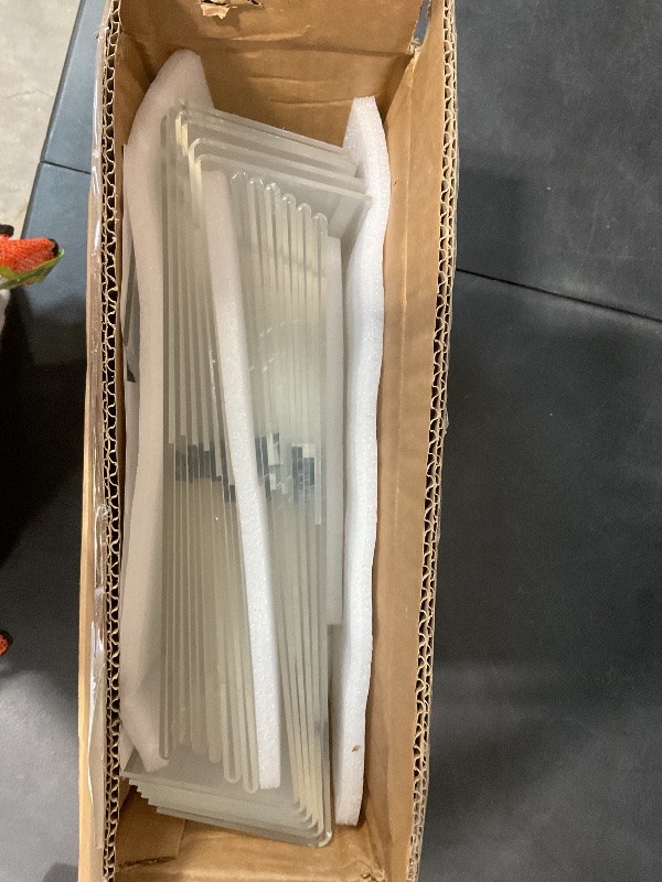 Photo 1 of **HAS PARTIAL DAMAGED PIECES*** EHWINE 12 Pack Acrylic Sign Holder 8.5 x 11, L Shape Clear Plastic Display Stand, Slanted Back Picture Frame Menu Flyer Paper Display Stand up Table Top Sign Holders for Restaurant, Office and School