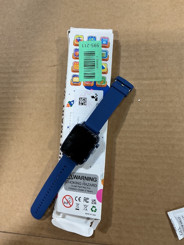 Photo 1 of ***SCREEN HAS A DECENT SIZE CRACK ONE 1 SIDE/ POSSIBLY MISSING CHARGER*** Smart Watch for Kids with 26 Puzzle Games, HD Touch Screen Kids Watch, Camera, Music Player, Alarm Clock, Calculator, Pedometer, Learn Card - 12/24hr Toys for Age 3-12 Year Old, Bir