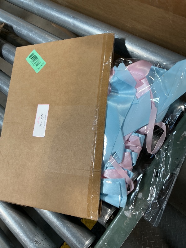 Photo 1 of 1-String Pink & Blue Bow Garland Banner, 8 Pre-Strung Double-Loop Satin Ribbon Bows, Valentines Day Decor for Baby Shower Bridal, Birthday & Wedding Party, Reusable Girls Coquette Room Wall Decor