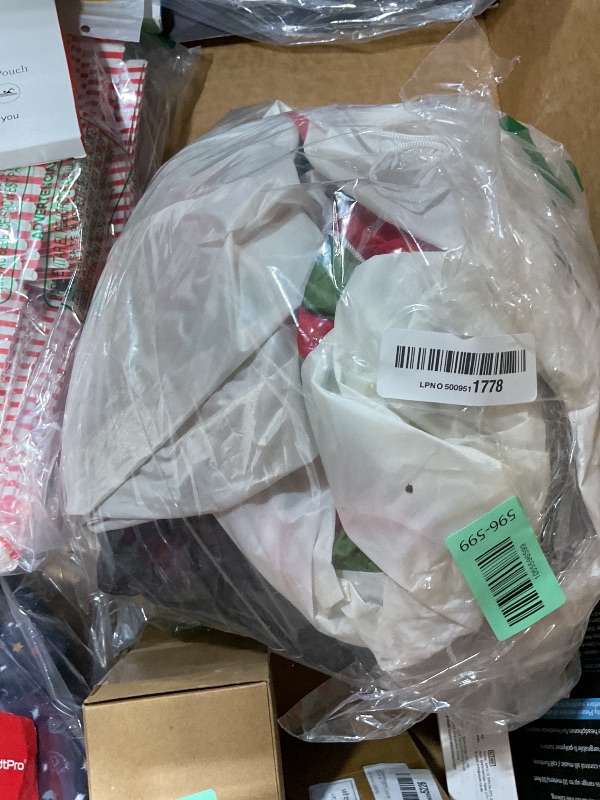 Photo 1 of **PRODUCT DIRTY** 5 FT Christmas Inflatables Snowman Outdoor Decoration with LEDs Light, Holding Garland Blow Up Yard Holiday Inflatable for Outdoor Yard Garden Lawn Decor