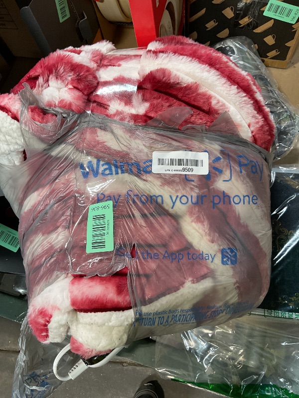 Photo 1 of **NON FUNCTIONAL** POWER CORD DAMAGED** Easthome Heated Blanket Throw - 50"x60" Fast Heating Bed Electric Blankets Throw with 6 Heating Levels & 4 Hours Auto Off, Soft Ribbed Faux Fur Sherpa, Over-Heated Protection ETL, Red