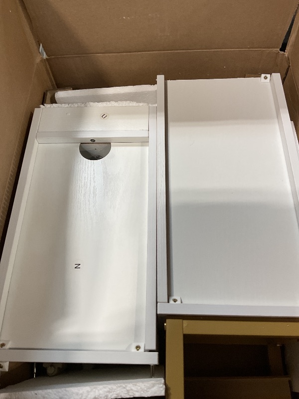 Photo 1 of **MISSING HARDWARE** Hzuaneri Bathroom Storage Cabinet, Corner Floor Cabinet with Drawers and Doors, Narrow Toilet Paper Holder, Bathroom Organizer with Adjustable Shelf, for Small Spaces, White BC19803GV1