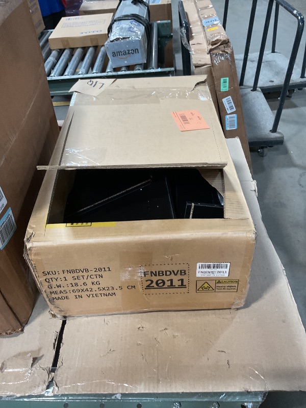 Photo 1 of *** PARTIAL SET/ MISSING ASSEMBLY PIECES*** DWVO 10 Drawer Large Makeup Vanity Table with Glass Top, LED Mirror, Charging Station & Cushioned Storage Stool, 46-Inch Dressing Desk Set with 3 Lighting Modes Brightness Adjustable, Dark Black