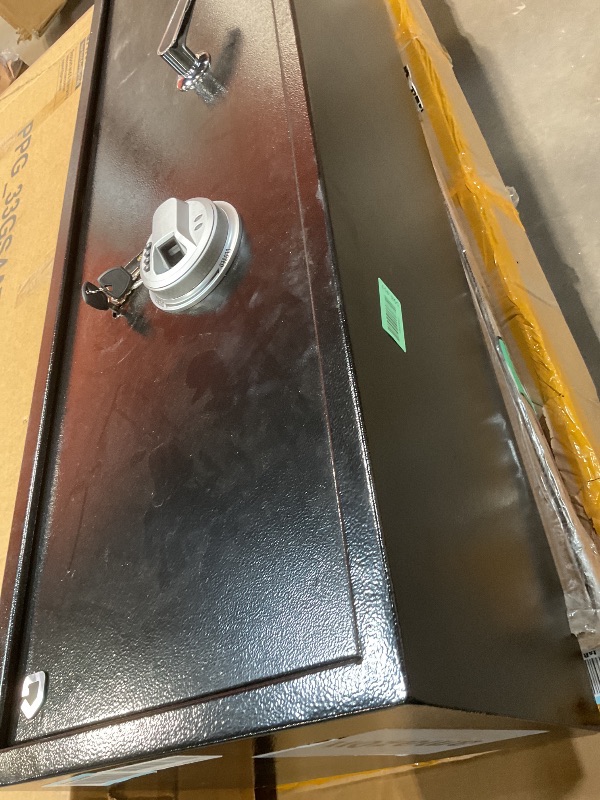 Photo 1 of **DIRT. SCRAPES**Biometric Fingerprint Gun Safe for 6-7 Rifles, Quick Access Rifle Security Cabinet with Digital Keypad & Emergency Keys, Large Steel Safe for Home with Removable Shelf & Pistol Rack