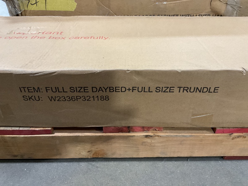 View 3 of *** BOX 2 OF TWO ONLY***FAVSH Upholstered Daybed with Trundle, Full Size Day Bed w/Button-Tufted Back and Piping on Waved-Shape Arms for Bedroom or Guest Room, No Box Spring Required,Beige