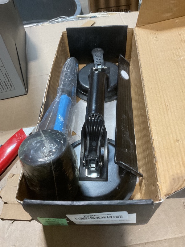 Photo 1 of **MISSING SMALL HAMMER**LOZAGU 4-Piece Floor Gap Fixer Tool Set with Aluminium Suction Cup & Rubber Mallet Hammer, Fixer Tool for Laminate Floor Gap Repair?Do not use on scraped or uneven floors? (4-PIECE)