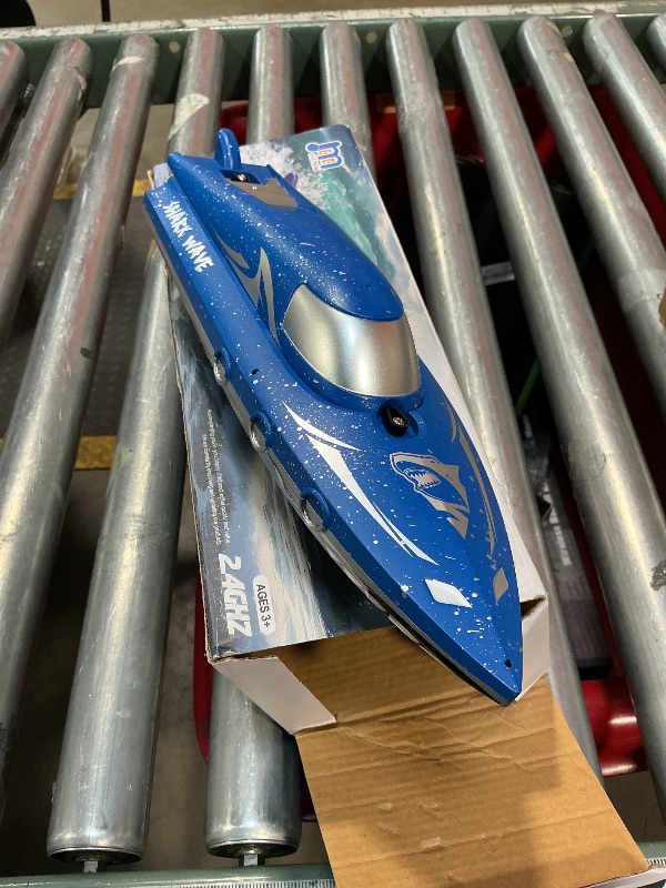 Photo 1 of **MISSING CONTROLLER** Shark RC Racing Boat for Kids & Adults,2.4GHz High Speed Remote Control Boat W/ Dual Battery 50 Min Runtime,Waterproof,Fast Remote Control Toy Gift Kids 8-12, Ideal for Pools & Lakes,Shining Blue