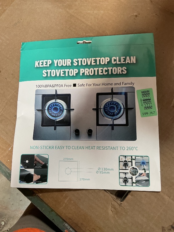 Photo 1 of 10 Pack Stove Burner Covers - Non-stick Reusable Teflon Range Guard Protectors for Gas Stove Top, Easy to Clean,Cutable, Black, 0.2 mm,10.6” x 10.6”