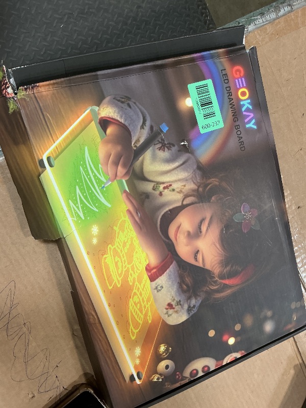 Photo 1 of 16-Inch Rechargeable Doodle Glow LED Note Board, 7-Color Light Modes, Neon Art Dry Erase Light Up Drawing Pad with Built-in Stand, Sketching Gift Toy for Kids/Girls/Teens, 5 Markers & Tracing Book