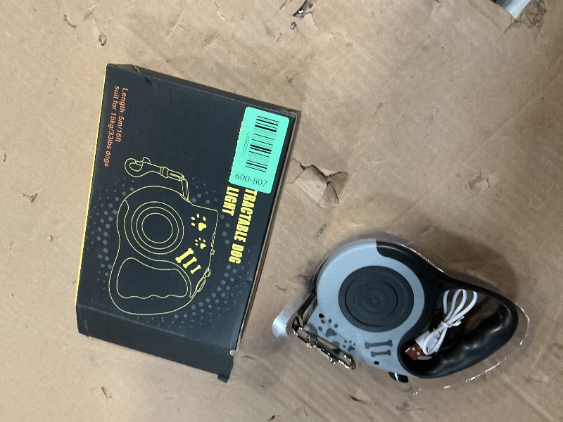 Photo 1 of ***MINOR DAMAGE BROKEN LEASH LOCK *** COSOWO 16FT Retractable Dog Leash with LED Flashlight for Night Walking, USB Rechargeable Hands-Free Leash for Small Medium Dogs, Automatic Locking & Extending, Grey