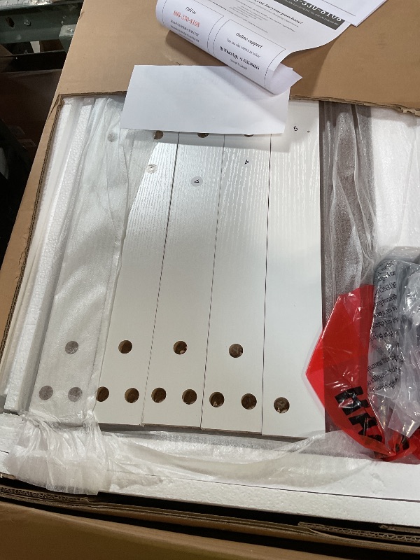 Photo 1 of **HAS DAMAGED TABLETOP*** DWVO Farmhouse Coffee Table, Square Coffee Table with Storage, Rustic Wood Cocktail Table, for Living Meeting Room with Half Open Storage Compartment, Brown with White