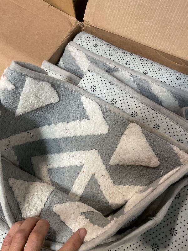 Photo 1 of *** HEAVILY STAINED & DIRTY*** Ompaa Ultra Soft Shaggy Rugs Memory Foam Bedroom Carpet, Grey 7 x 10 Feet Large, Plush Geometric Textured Area Rugs for Living Room Couch Dorm Bedside Kids Girls Teens Room Nursery Decor Mat