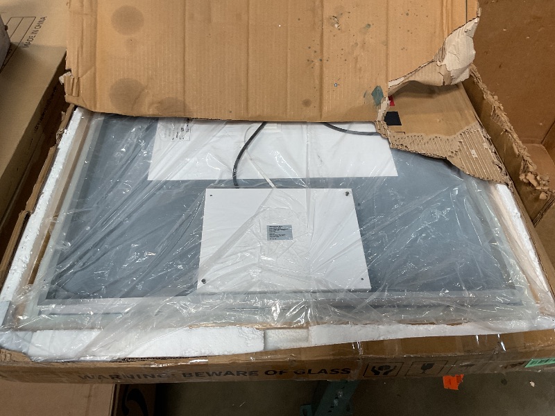 Photo 1 of ***ELECTRIC COMPONENTS NON FUNCTIONAL (DAMAGED)*** OUMUSU Arched Backlit Mirror Bathroom 30"x36"- Frameless LED Bathroom Mirror with Lights, Fogless, Dimmable, 3 Color Changing, Shatterproof, Touch Sensor