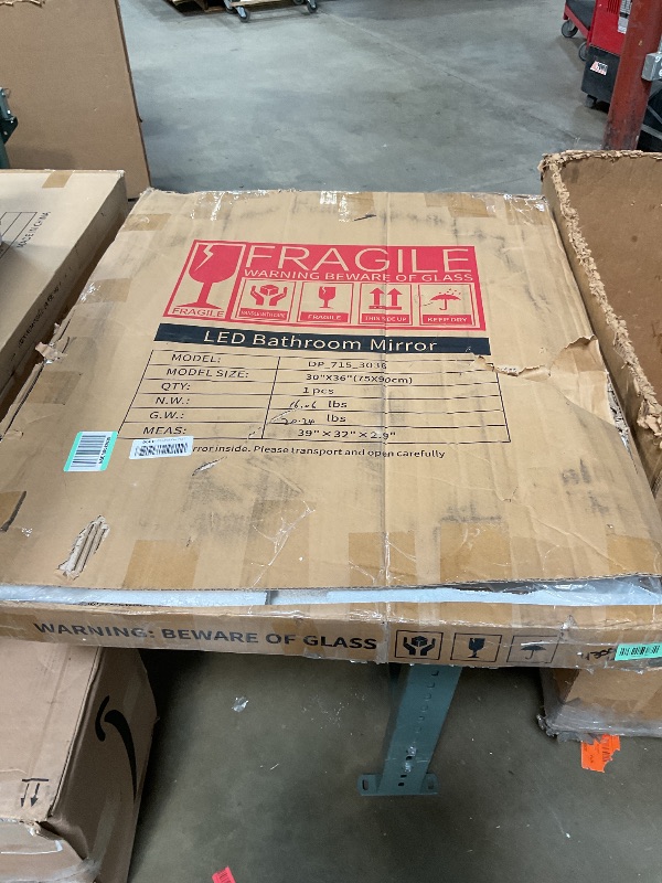 Photo 1 of ***ELECTRIC COMPONENTS NON FUNCTIONAL (DAMAGED)*** OUMUSU Arched Backlit Mirror Bathroom 30"x36"- Frameless LED Bathroom Mirror with Lights, Fogless, Dimmable, 3 Color Changing, Shatterproof, Touch Sensor