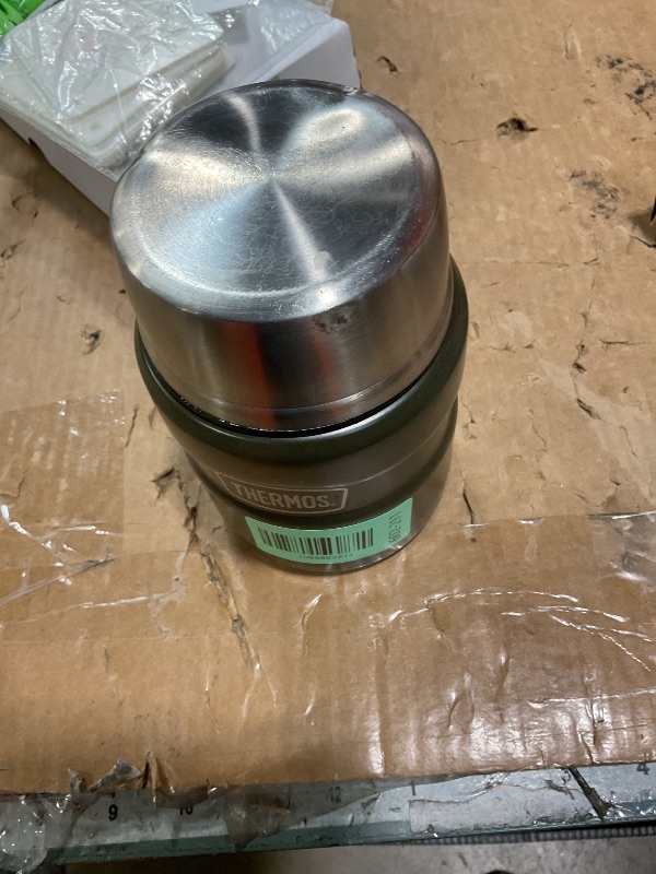 Photo 1 of (((BEND ON LID NO SPOON INCLUDED))THERMOS Stainless King Vacuum-Insulated Food Jar with Spoon, 16 Ounce, Army Green