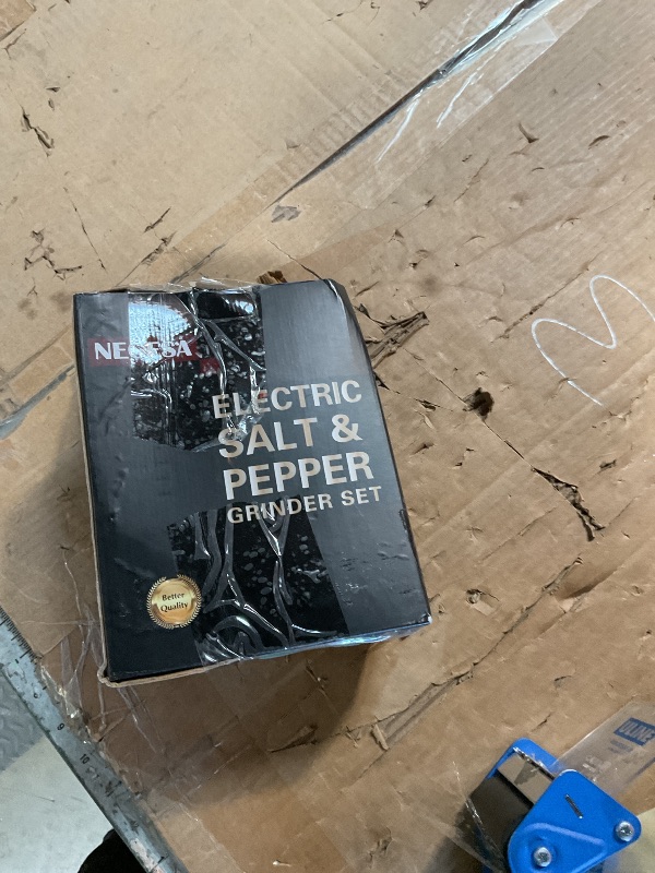 Photo 1 of **MISSING PIECES** JElectric Salt and Pepper Grinder Set with Rechargeable Base - Automatic Refillable Electric Salt and Pepper Shakers with Large Capacity, LED Light & Adjustable Coarseness, Black