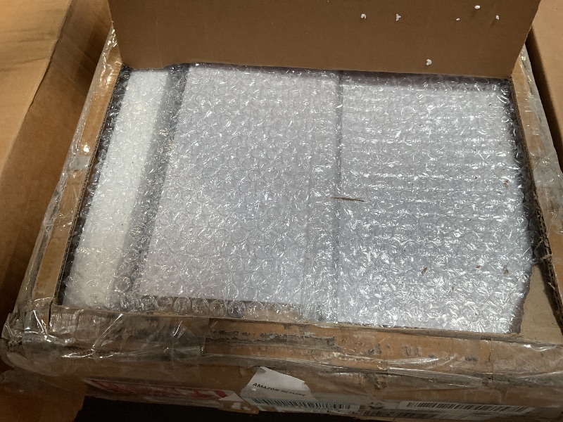 Photo 1 of **BROKEN GLASSES** SmartStandard 40 x 84 in Glass Barn Door with 7FT Sliding Hardware Kit & Handle, Pre-Drilled Ready to Assemble, Waterproof PVC Coating, White, 5-Panel Glass