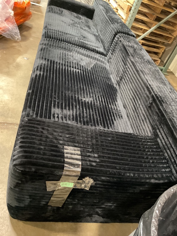 Photo 1 of **MISSING PILLOWS, CUSHIONS AND CENTER PIECE**KEIKI 150" U-Shaped Oversized Corduroy Modular Sectional Sofa with 2 Ottomans and Multi Functional Console, 6-Seater Upholstered Couch with USB and 2 Cup Holder, Easy Assembly, for Living Room, Black