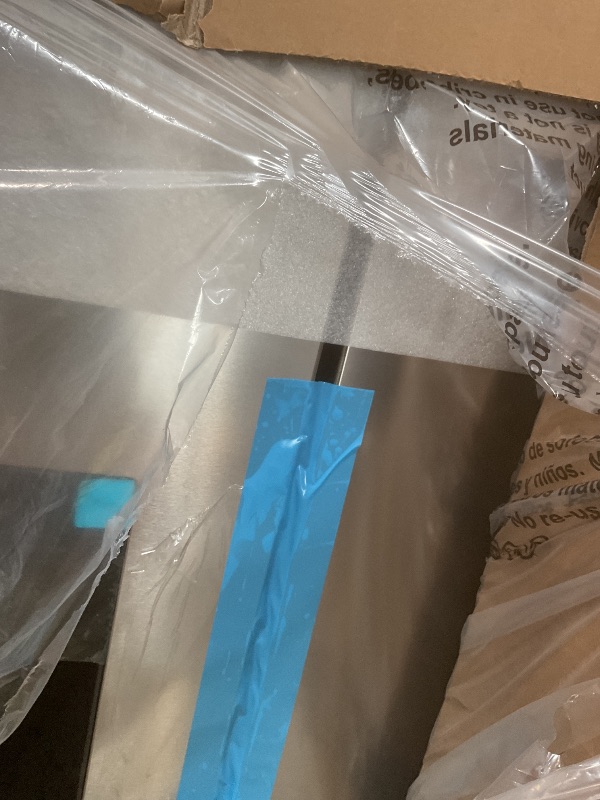 Photo 1 of **BROKEN FAN AND PAN ON BACKSIDE/DIRT/ DENT/ SCRAPES FROM TRANSPORT/ FOR PARTS ONLY **COWSAR 20 Cu.ft French Door Refrigerator with Nugget & Cube Ice Maker, External Water Dispenser,Stainless Steel, Smart Digital Controls –Fingerprint-Resistant for Kitche