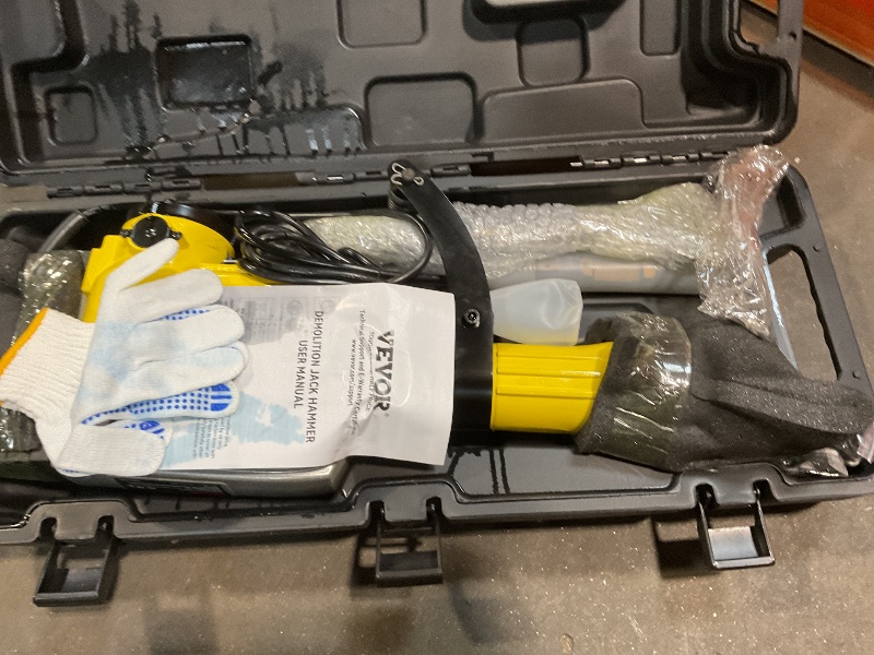 Photo 1 of **LEAK DAGMAGE**VEVOR Demolition Jack Hammer, 2200W Electric Jackhammer Heavy Duty, 1350 BPM Concrete Breaker, 2pcs Chisels Bit Chipping with Case, Black