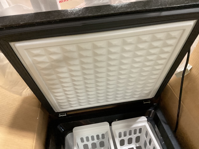 Photo 1 of **DIRT. DENTS**EUHOMY 3.5 Cu.Ft Chest Freezer with Removable Basket, Small Deep Freezer Adjustable 7 Thermostat, Quiet Mini Freezer Free-Standing Top Door, Energy Saving for Apartment/Garage/Basement/Dorm/Home,Black