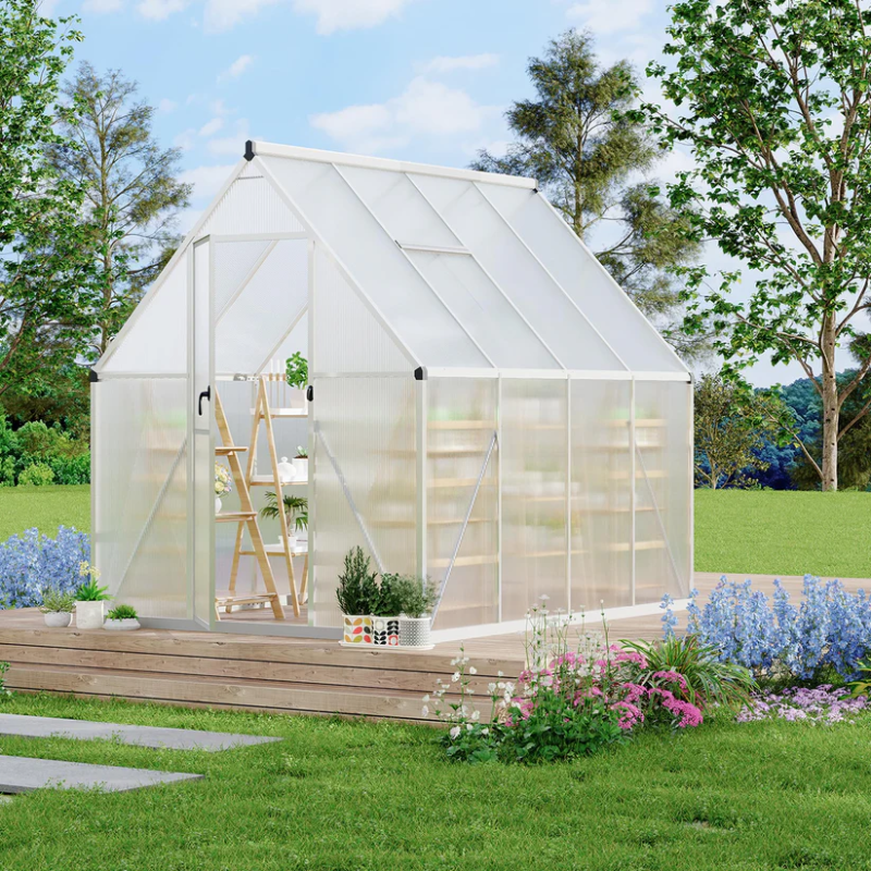 Photo 1 of **SELLING FORPARTS AS PARTIAL SET. ONE OF TWO BOXES**Garvee 6x7 FT Heavy Duty Aluminum Polycarbonate Greenhouse – Large Walk-In Structure, Quick Setup, Roof Vent, Lockable Door, Rain Gutter – Ideal for Patio, Backyard, Garden 