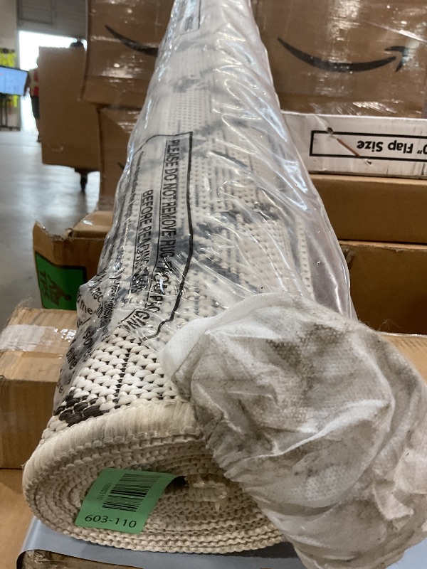 View 2 of **DIRT FROM TRANSPORT **JONATHAN Y Moroccan Geometric Indoor Outdoor Area Rug 8X10 Cream/Black, Ourika Textured Weave for Backyard, Patio, Porch, Easy-Cleaning, High Traffic, Pet-Friendly, Non-Shedding (SMB108I-8)