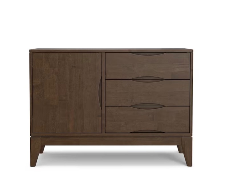 Photo 1 of ***FOR PARTS / PIECES ARE DAMAGED & SOME PARTIALLY ASSEMBLED*** Harper Walnut Brown Solid Wood Buffet with Storage and Tapered Legs