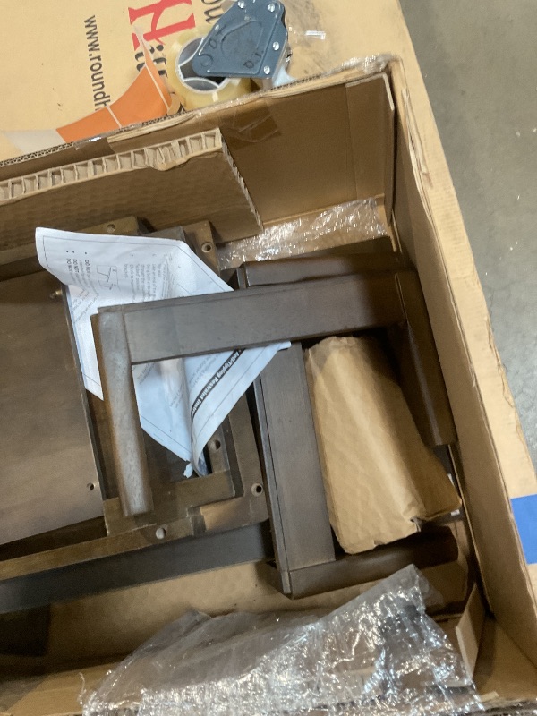 Photo 1 of ***FOR PARTS / PIECES ARE DAMAGED & SOME PARTIALLY ASSEMBLED*** Harper Walnut Brown Solid Wood Buffet with Storage and Tapered Legs