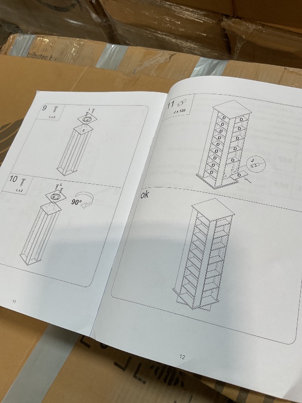 Photo 1 of ****SELLING FOR PARTS. MAJOR CRACK ON BIG PIECE**VEVOR Media Storage Cabinet, CD Rack Tower, 34 Compartments Rotating Media Tower Rack for CDs, DVDs, Books and Game Discs, DVD Stand for Living Room, Home Office and Recording Room, Brown
